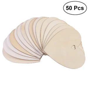 50 Pcs Wooden Heart Slices