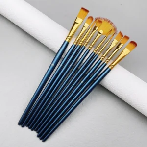 10pcs/set Nylon Hair Wooden Handle Watercolor Paint Brush Pen Set