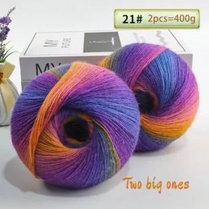 Colorful Rainbow Long Large Wool Yarn Balls