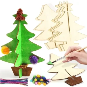 70pcs, Wooden Handmade Christmas Trees Set