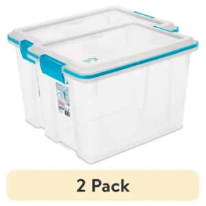 2 Pack Storage Bin 20 Qt Clear Plastic Container with Lid