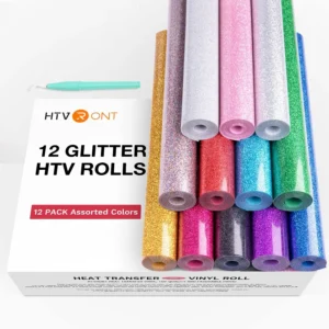 HTVRONT 12 Pack Glitter HTV Heat Transfer Vinyl Rolls