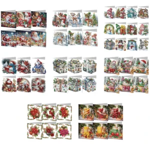 6/12pc DIY Diamond Holiday Card Painting Kits